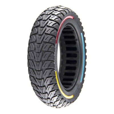 Rueda Maciza Ultraligera 10x2,5-6,5 Offroad. Tricolor. Línea roja, azul y amarilla [Cityneye] para patinete eléctrico