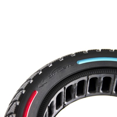 Rueda Maciza Ultraligera 10x2,5-6,5 Offroad. Tricolor. Línea roja, azul y amarilla [Cityneye] para patinete eléctrico
