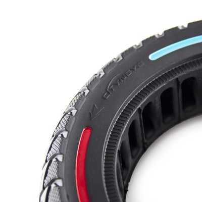 Rueda Maciza Ultraligera 10x2,5-6,5 Offroad. Tricolor. Línea roja, azul y amarilla [Cityneye] para patinete eléctrico