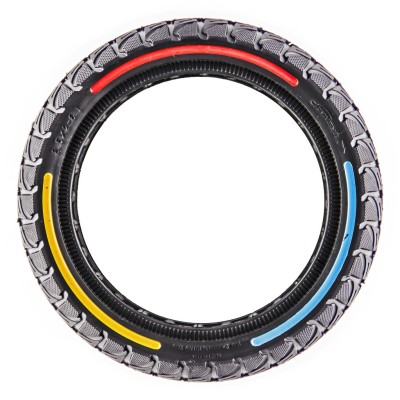 Rueda Maciza Ultraligera 8,5x2-6,1 Offroad. Tricolor. Línea roja, azul y amarilla [Cityneye] para patinete eléctrico