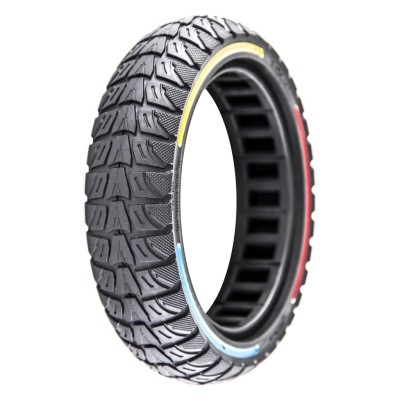 Rueda Maciza Ultraligera 8,5x2-6,1 Offroad. Tricolor. Línea roja, azul y amarilla [Cityneye] para patinete eléctrico