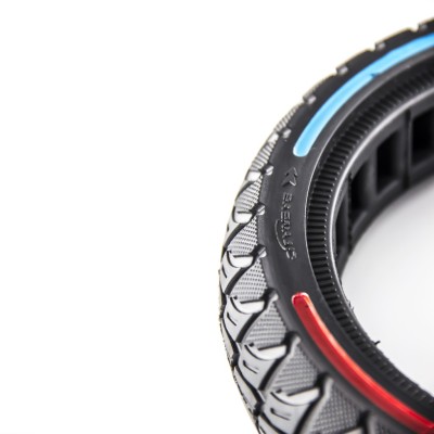 Rueda Maciza Ultraligera 8,5x2-6,1 Offroad. Tricolor. Línea roja, azul y amarilla [Cityneye] para patinete eléctrico