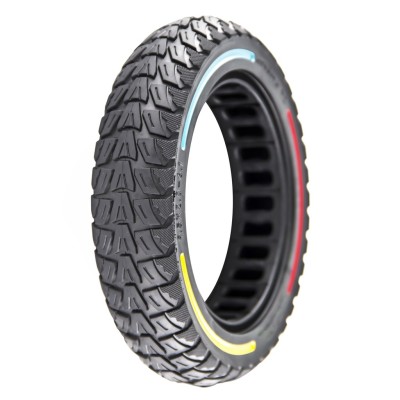 Rueda Maciza Ultraligera 9,5x2-6,1 Offroad. Tricolor. Línea roja, azul y amarilla [Cityneye] para patinete eléctrico