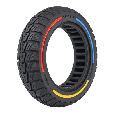 Rueda Maciza Ultraligera 9,5x2,5-6,1 Offroad. Tricolor. Línea roja, azul y amarilla [Cityneye] para patinete eléctrico