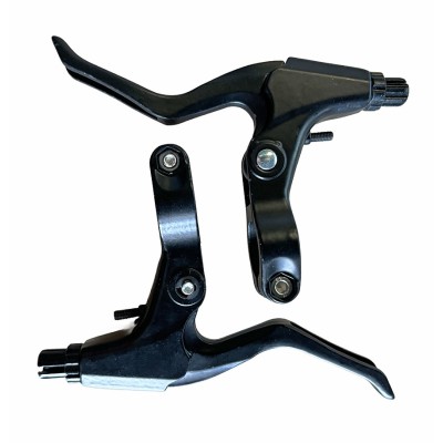 Juego de manetas de freno aluminio de 2-3 dedos (izquierda y derecha) de alta calidad para Bicicleta (Negro)