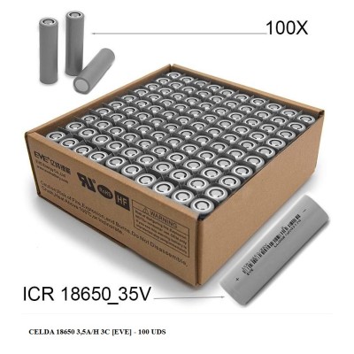 Celdas de batería 18650 3,5A/h 3C [EVE]  (100 uds)