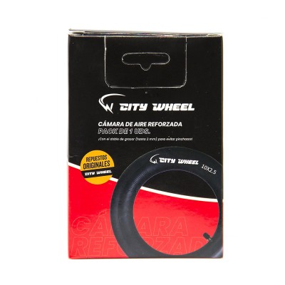 Cámara de aire Premium 10x2,50 con Válvula recta 180 grados [City Wheel]