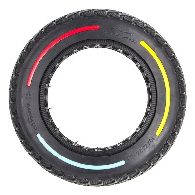 Rueda Maciza Ultraligera 10x2,125 Offroad. Tricolor. Línea roja, azul y amarilla para patinete eléctrico