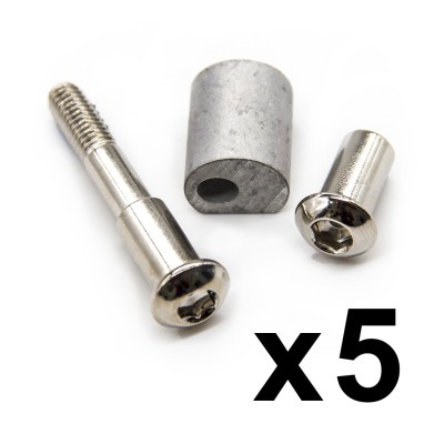Tornillo Pasador eje de plegado para mástil patinete Xiaomi M365 - 8/M6x50mm (Plata) (5 Uds)