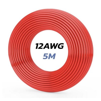 Cable 12 AWG. Longitud: 5M. Color Rojo