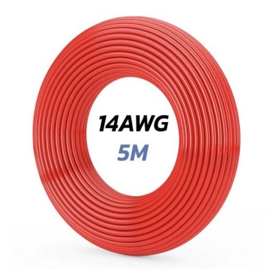 Cable 14 AWG. Longitud: 5M. Color Rojo