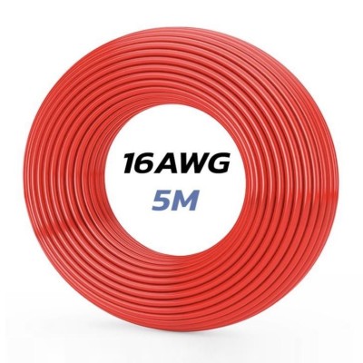 Cable 16 AWG. Longitud: 5M. Color Rojo