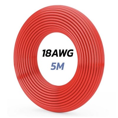 Cable 18 AWG. Longitud: 5M. Color Rojo