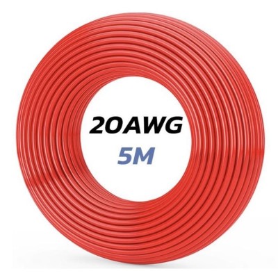 Cable 20 AWG. Longitud: 5M. Color Rojo