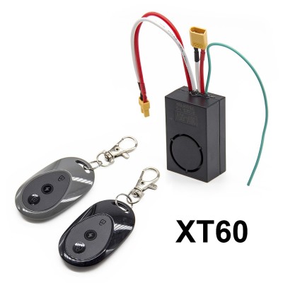Alarma para Patinetes y Bicicletas Eléctricas. Potencia 36-55V, 115dB, con control remoto, conector XT60 (Smartgyro y similares)