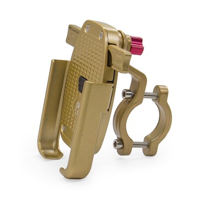 Soporte de Aluminio para Móvil para Patinete y Bicicleta.. Phone Holder (Dorado)
