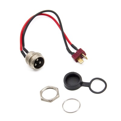 Puerto de carga GX16 con Conector T-Plug (incluye tapa de conector). Longitud 20cm. Conector de carga para batería