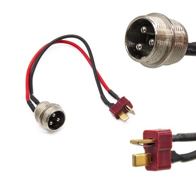Puerto de carga GX16 con Conector T-Plug (incluye tapa de conector). Longitud 20cm. Conector de carga para batería