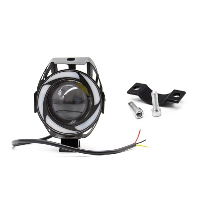 Luz faro U7 LED ANGEL (9-20V) Negro y Blanco. Con Claxon integrado