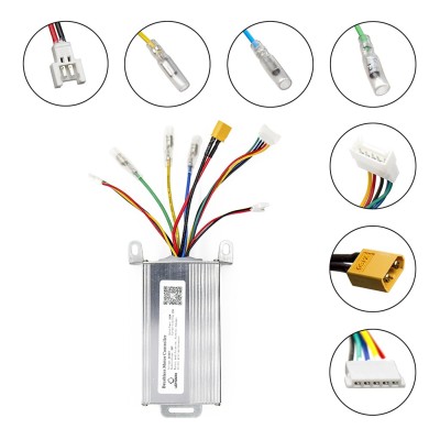 Kit electrónica genérico y Display 36V 16A 350W. Acelerador de pulgar, Cable de comunicación, Faro delantero, Luz de freno